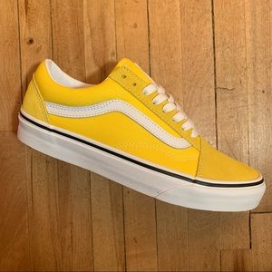 VANS OLD SKOOL CYBER YELLOW WHITE SKATE CASUAL SHOES WOMENS